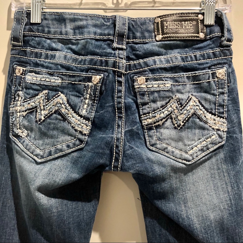 Miss Me Jeans Cuffed Straight Distressed Dark Wash